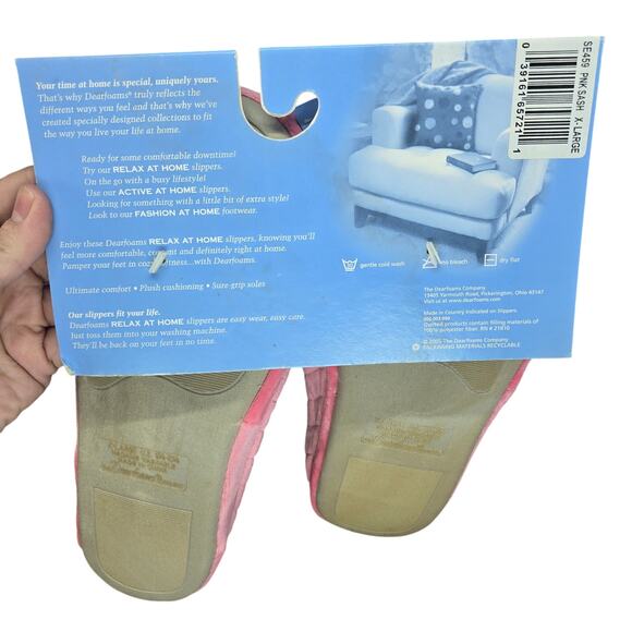 NWT Dearfoams XL 9.5-10.5 Pink Fluffy Indoor Slippers - Picture 5 of 6